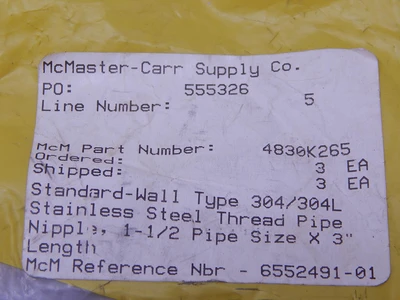 Used MCMASTER-CARR _UNKNOWN_ Connector Accessories | OCO Industrial #1653483