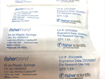 USED FISHER SCIENTIFIC 10 ML LUER SLIP SYRINGE