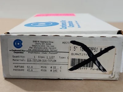 NEW Continental Disc Corporation 249967
