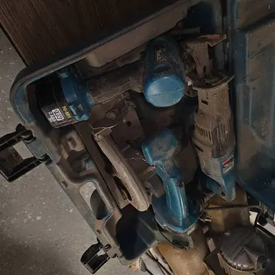 3 Piece Makita 18 Volt Kit, Drill, Saw, Sawzall and Prime Air Portable Air Compressor