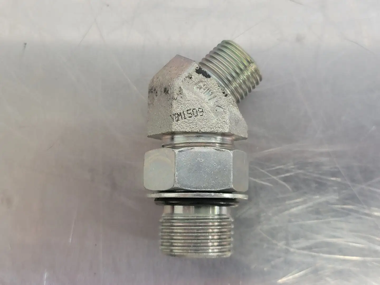 45 Deg Elbow Adapter M-06 ORFS X M-10 ORB 3/8" x 5/8" (Bag of 2)