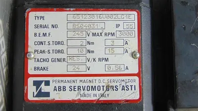 ABB 65123016V002LG1E Permanent Magnet DC Servo Motor Used