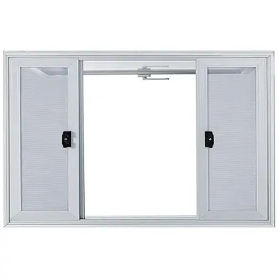 60 x 36" Concession Window  with 4 Horizontal Sliding Screen Windows & Awning Door & Drag Hook, Serving Window for Food Trucks Concession Trailers