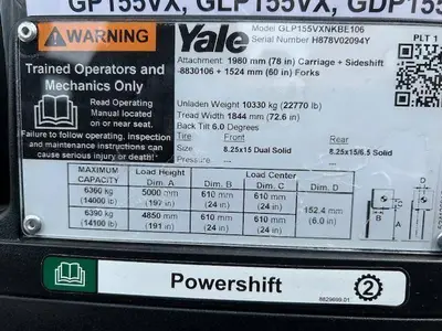 Used YALE GLP155VX Internal Combustion Forklifts: Pneumatic Tire Illinois US | Somerset Equipment Sales #1546210
