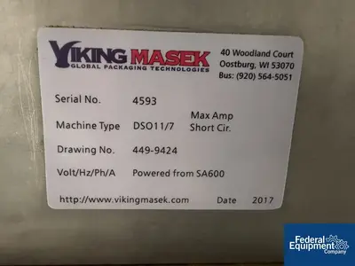 Used Viking Masek Viking Masek Multi-Lane Stick Pack/Sachet Vertical Form Fill & Seal Packaging Machine, Model SA600 Vertical Form Fill Sealing Machines (VFFS) Ohio US | Federal Equipment Company #1370930