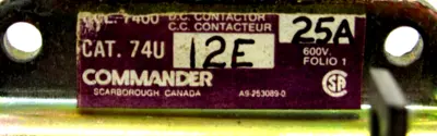 NEW COMMANDER 74U-12E CONTACTOR 74U12E 240VDC