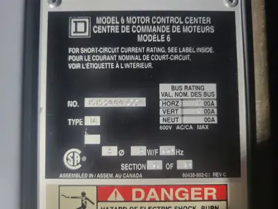 USED SQUARE D MODEL 6
