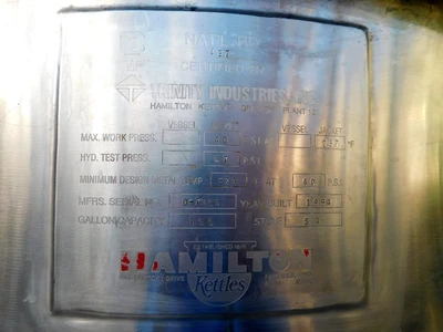 USED HAMILTON KETTLE SA 150 GALLON