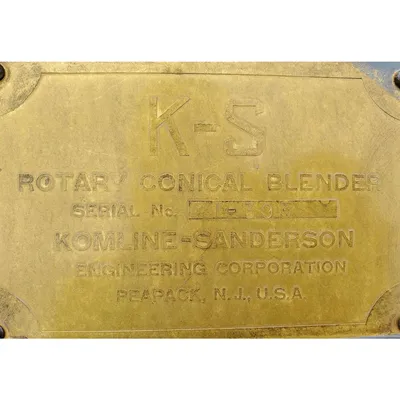 Komline Sanderson 30 Cu Ft Stainless Double Cone Blender Rotary Conical