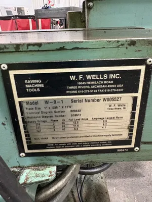W.F. WELLS INC. W-9-1 Horizontal Band Saws | ESS Industrial Equipment Sales (11)
