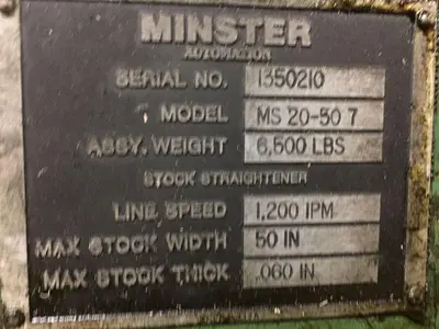 20,000 LB x 50" x .040" Minster Servo Feed Line