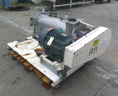 SPC9268  Mixer and Blender 14" dia x 42.25" long chamber Hosokawa Bepex model TS-14 Turbulizer high shear industrial paddle mixer Stainless Steel, 30 hp