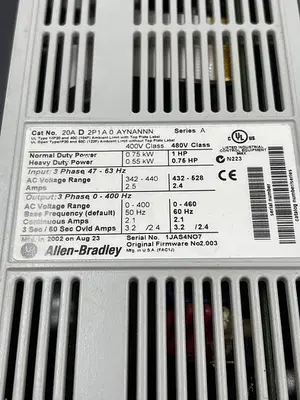 Used ALLEN-BRADLEY ALLEN-BRADLEY 20A D 2P1 A 0 AYNANNN SER A Variable Speed Drives | ND Industrial Surplus #1214432