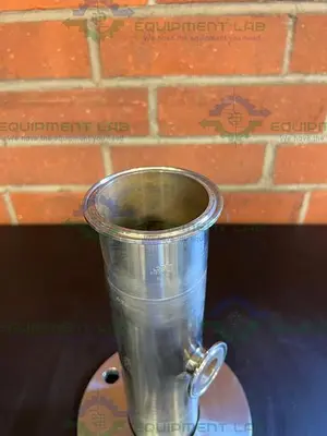 USED MAX PURE 316 STAINLESS STEEL TEE W/ 3" SANITARY FITTING TO 5" FLANGE