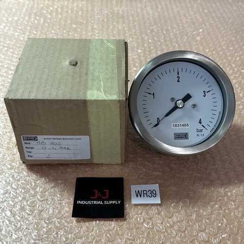 NEW IN BOX- Te.ma. Vasconi Commercial Pressure Gauge 0/4Bar NIB  KI. 1,0 3-3/4”