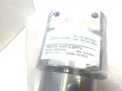 51S-104P-0.5PFV | Chase Filters  T-Type Ultra High Pressure Filter 6000PSIG - New