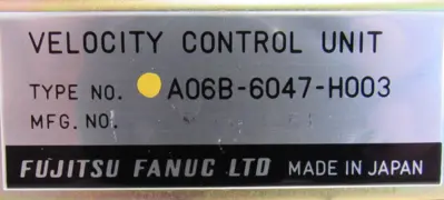USED FANUC A06B-6047-H003 VELOCITY CONTROL UNIT A06B6047H003