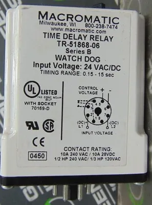 Macromatic TR-51868-06 Watch Dog Time Delay Relay 0.5-15 Seconds Series B Used