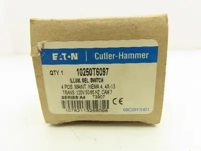 Eaton Cutler-Hammer 10250T6097 Illuminated Selector Switch 4-Position 30mm