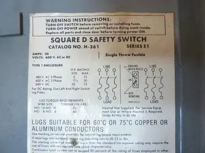USED SQUARE D H-361