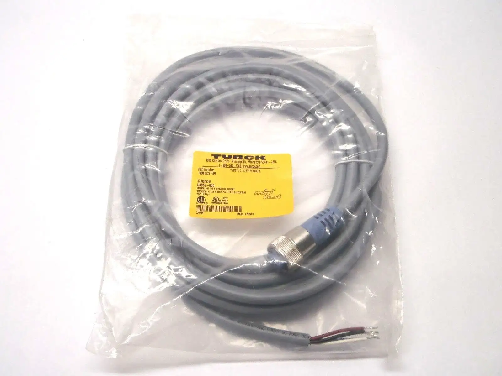 New | in-Stock Turck Mini Fast Cordset U8016-060 Connector Accessories Michigan US | Maverick Industrial Sales #1462712
