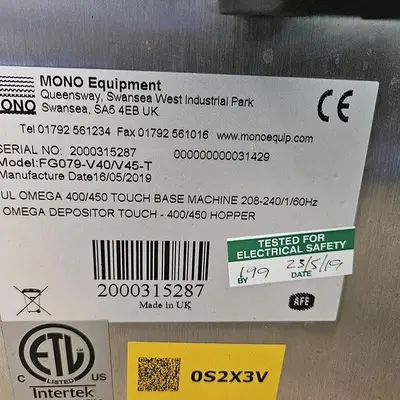 MONO FG079-V40/V45-T Cookie Depositor | Harvest Equipment and Fabrication Inc (12)