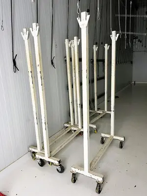 Custom Hang Drying Racks with Blue Rack and Pulley and Track System