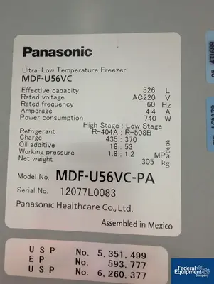 USED Panasonic Panasonic ULT Freezer, Model MDF-U56VC