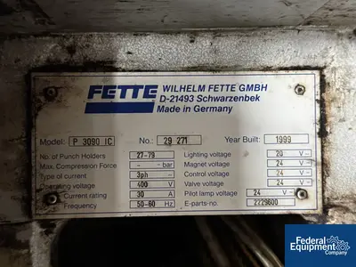 USED Fette Fette Tablet Press, Model 3090