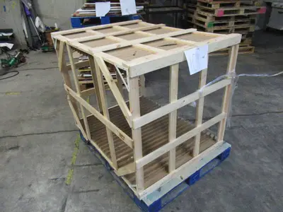 Large Wooden Frame Built onto Pallet with Slits for Separating Items