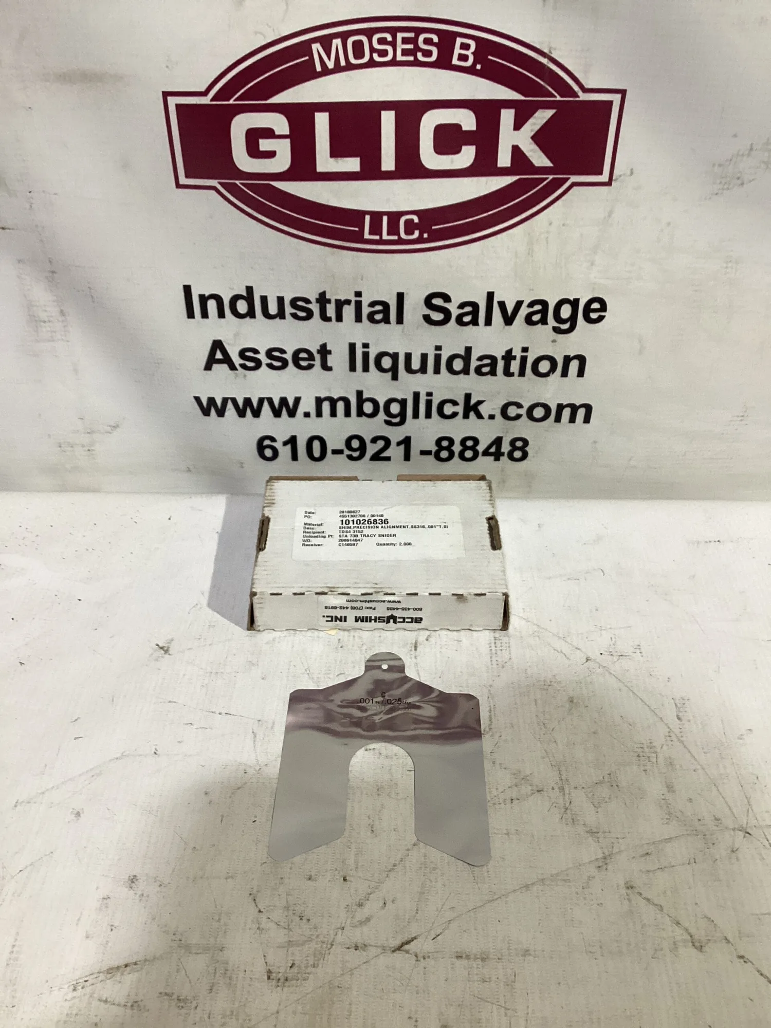 ACCUSHIM C.001 Stainless Slotted Shim Stock 4” x 4” x .001”  -NIB of 54