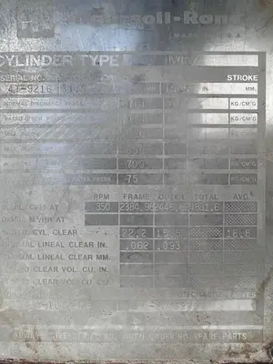 Ingersoll Rand 31.5” x 15” stroke KVR 350 # Cylinder SN 4T-9216