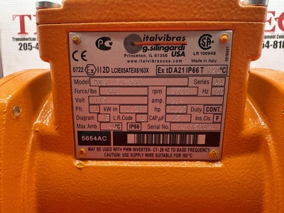 Italvibras MVSI 36-660 115V 1Ph 2.4Amp Hz60  Series AA Vibrator