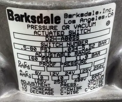 Used Barksdale DSH-A80SS Pressure Switches South Carolina US | Palmetto Automation #1539725