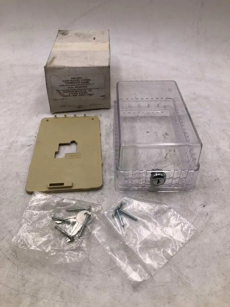 Chatham Brass Clear Plastic Locking Thermostat Guard 6-3/8″X3-1/2″X3-1/4″ NIB (LOT OF 2)