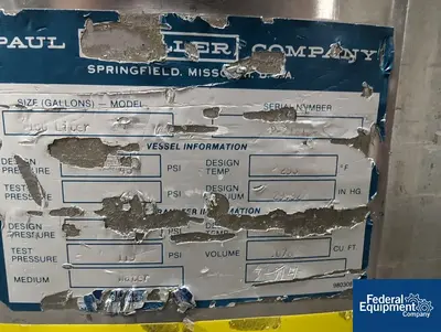 USED Mueller 150 Liter Mueller Reactor, 316L S/S, 45/75#