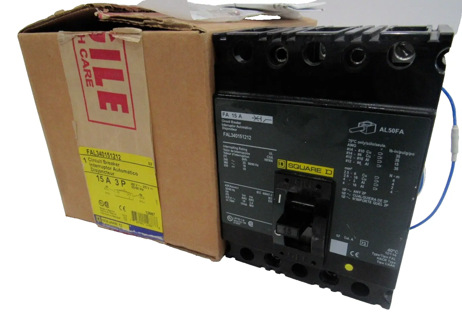 NEW SQUARE D FAL34015-1212 CIRCUIT BREAKER 15A 3P FAL3401531212
