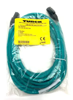 New | in-Stock Turck Double Ended Ethernet Cordset, RJ45 Ends, U-74275 PLC Ethernet Equipment Michigan US | Maverick Industrial Sales #1414329
