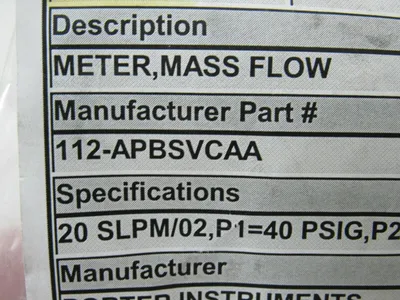 NEW PORTER 112-APBSVCAA MASS FLOW METER CONTROLLER LB-366 112APBSVCAA