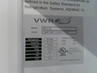 VWR MFV-20/ -20C Laboratory Freezer 20Cf 120v FULLY TESTED
