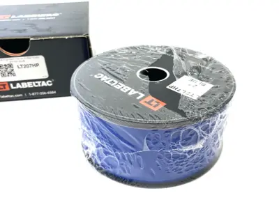 USED LABELTAC PRO MODEL HIGH PERF. 10 YEAR VINYL LABEL 2" X 150'/ROLL, BLUE