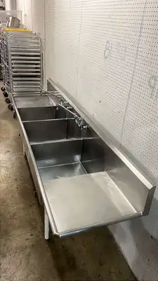 Used Falcon Restaurant Supply, Inc. Used 120" Stainless 3 Compartment Sink with Twist Drains and Faucets - RL Sinks Illinois US | Falcon Restaurant Supply #1373523