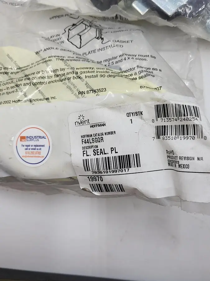 New | in-Stock NVENT HOFFMAN NVENT HOFFMAN F44LSGQR FLAT SEAL PLATE *NEW IN BAG*** 19970 Pump & Valve Parts | ND Industrial Surplus #1216505