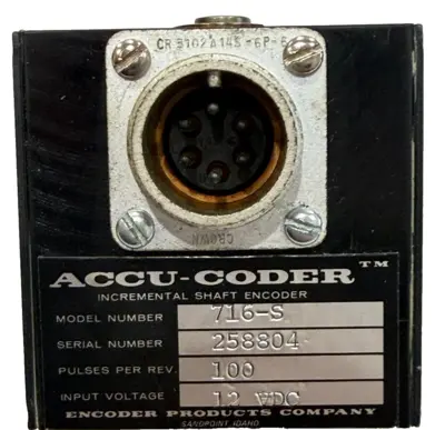 NEW ACCU-CODER 716-S INCREMENTAL SHAFT ENCODER 12VDC 100 CYCLES PER REV 716S
