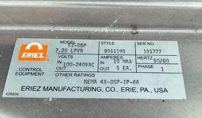 USED ERIEZ MANUFACTURING CO. EZ-DSP 7.25 LPVR