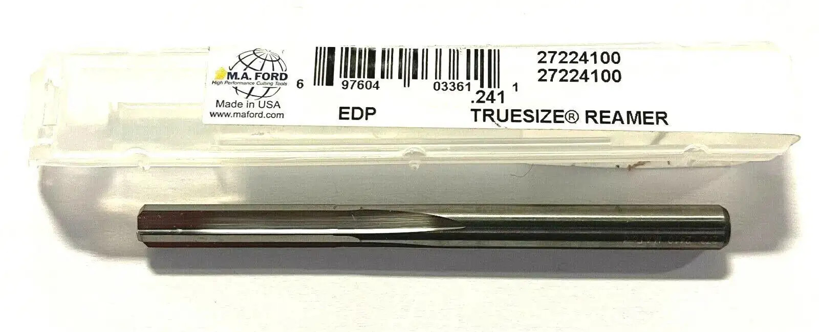 M.A. Ford 0.241" Solid Carbide Chucking Reamer TrueSize Straight Flute 4FL USA
