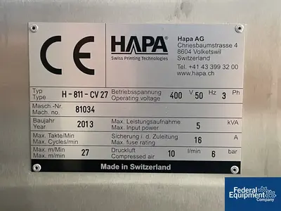 USED Hapa Hapa Label Printer, Model H-811-CV27