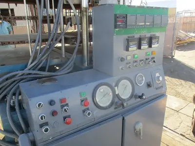 PHI, 24 x 36 heated platten 4-post hydraulic press, 6 stations & cool rack
