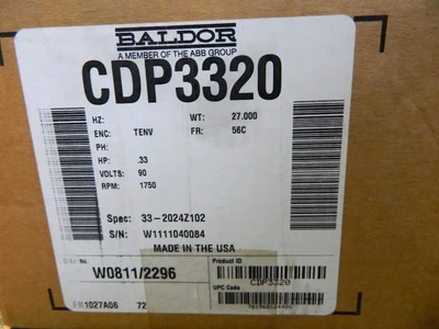 Baldor CDP3320 .33HP 1750RPM 90VDC 56C 3327P TENV New