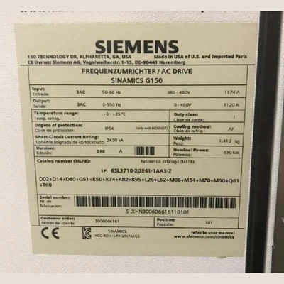 NEW SIEMENS CABINET  SINAMICS G150